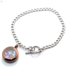 Imán de buena calidad abra la pulsera flotante del locket, pulsera del medallón del mens, joyería de la pulsera del acero inoxidable 316l